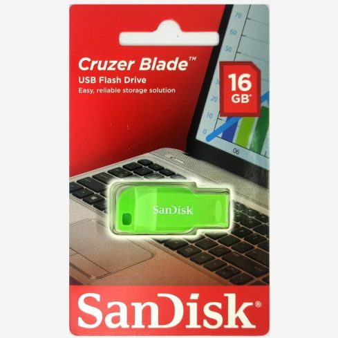 USB DISK SANDISK 16GB CRUZER BLADE ZELENA, 2.0, zelen, brez pokrovčka