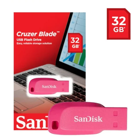 USB DISK SANDISK 32GB CRUZER BLADE ROZA, 2.0, brez pokrovčka