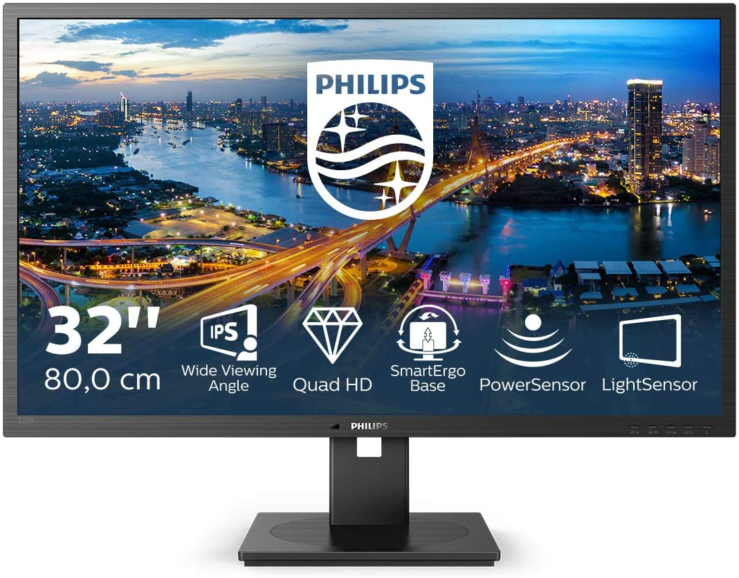 Monitor philips 325b1l | 80cm (31,5") | 2560x1440 | 75hz | ips | 4ms | hdmi displayport 4xusb3. 2 | pivot | zvočniki | 3h | srgb101,7% | adaptivesync | monitor za dom 1 Philips 325b1l 31,5" qhd ips monitor - komponentko