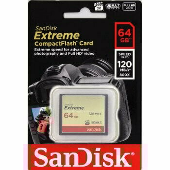 CF SANDISK 64GB EXTREME UDMA7, 120/85MB/s, VPG-20