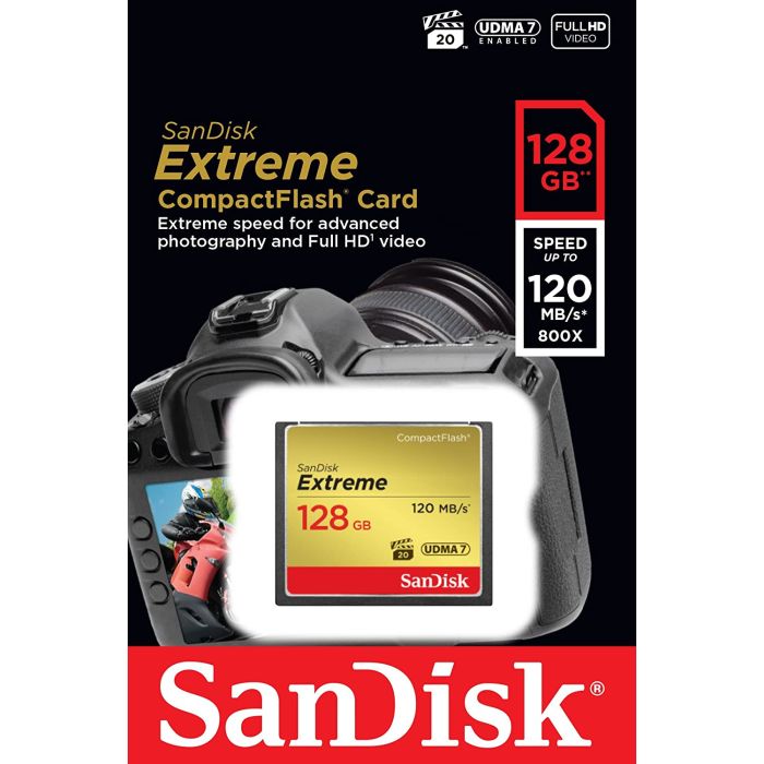 CF SANDISK 128GB EXTREME UDMA7, 120/85MB/s, VPG-20
