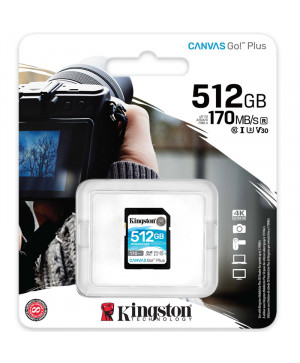 SDXC KINGSTON 512GB Canvas GO Plus, 170/90MB/s,  C10, UHS-I, U3, V30