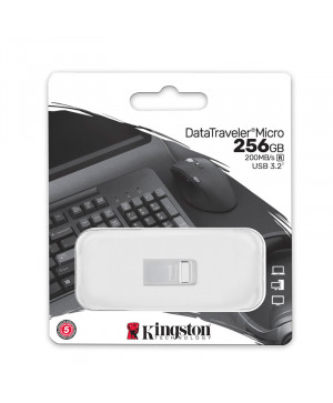 USB DISK KINGSTON 256GB DT Micro, 3.1, srebrn, kovinski, micro format, 3.2, srebrn, kovinski