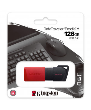 USB disk Kingston 128GB DT Exodia M, 3.2 Gen1, črno rdeč, drsni priključek