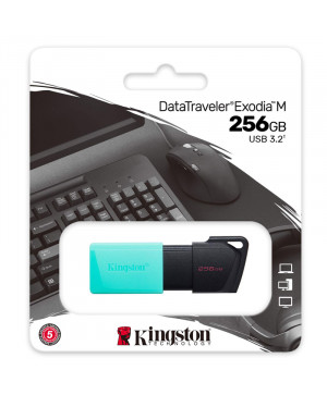 USB disk Kingston 256GB DT Exodia M, 3.2 Gen1, črno zelen, drsni priključek
