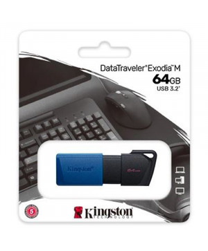 USB disk Kingston 64GB DT Exodia M, 3.2 Gen1, črno moder, drsni priključek