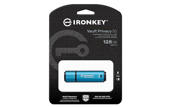 USB DISK Kingston Ironkey 128GB Vault Privacy 50, 3.2 Gen1, kovinski, strojna zaščita