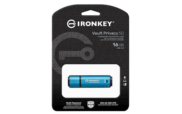 USB DISK KINGSTON IRONKEY 16GB VAULT PRIVACY 50, 3.2 Gen1, kovinski, strojna zaščita