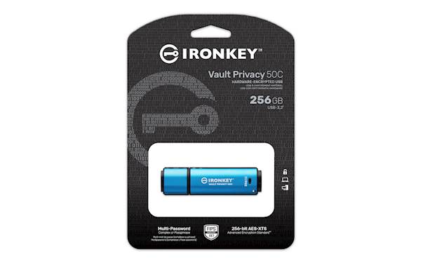 USB disk Kingston Ironkey 256GB Vault Privacy 50C, 3.2 Gen1 C, kovinski, strojna zaščita, FIPS 197