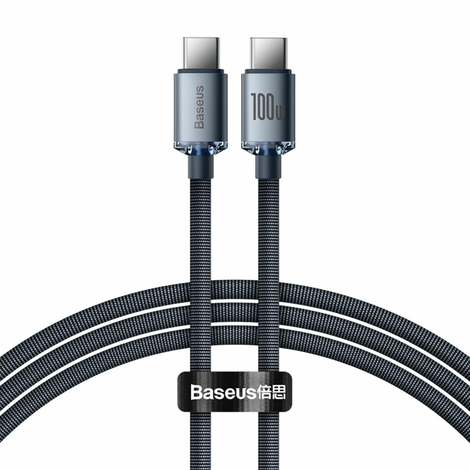 Baseus kabel USB C-C 1.2m 100W PD Crystal shine črn CAJY000601