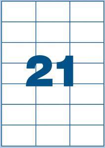 MULTI3 Bele nalepke 70 x 42,4, 21/stran 100 listov