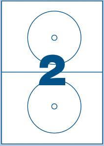 MULTI3 Bele nalepke za CD/DVD, 2/stran premer 117 mm, 100 listov