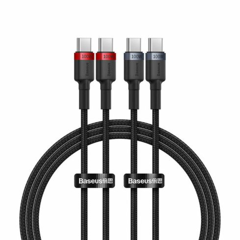 Baseus kabel USB C-C 1m 100W 20V 5A Cafule pleten 2kos črn