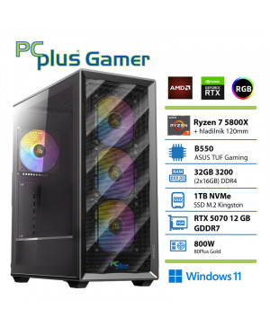 PCPLUS Gamer Ryzen 7 5800X 32GB 1TB SSD RTX 5070 12GB Windows 11 Home gaming namizni računalnik