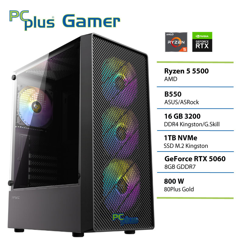 PCPLUS Gamer Ryzen 5 5500 16GB 1TB GeForce RTX 5060 8GB gaming namizni računalnik