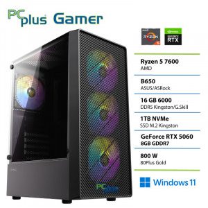 PCPLUS Gamer Ryzen 5 7600 16GB 1TB SSD RTX 5060 8GB Windows 11 Home gaming namizni računalnik