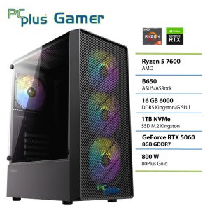 PCPLUS Gamer Ryzen 5 7600 16GB 1TB SSD RTX 5060 8GB gaming namizni računalnik