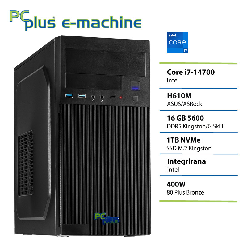 PCPLUS e-machine i7-14700 16GB DDR5 1TB SSD namizni računalnik