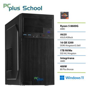 PCPLUS School Ryzen 5 8600G 16GB 1TB Windows 11 PRO EDU (samo za izobraževalne ustanove) namizni računalnik