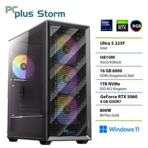 PCPLUS Storm Core Ultra 5 225F 16GB 1TB SSD RTX 5060 8GB Windows 11 Home gaming namizni računalnik