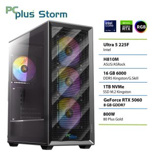 PCPLUS Storm Core Ultra 5 225F 16GB 1TB SSD RTX 5060 8GB gaming namizni računalnik
