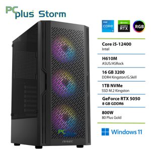 PCPLUS Storm Core i5 12400F 16GB 1TB SSD RTX 5050 8GB Windows 11 Home gaming namizni računalnik