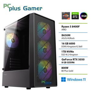 PCPLUS Gamer Ryzen 5 8400F 16GB 1TB RTX 5050 8GB Windows 11 Home gaming namizni računalnik