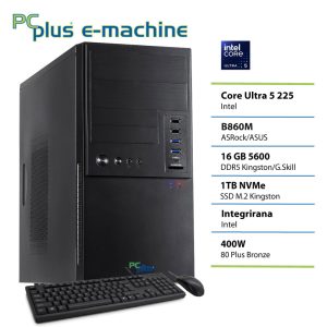 PCPLUS e-machine Core Ultra 5 225 16GB 1TB SSD tipkovnica miška namizni računalnik
