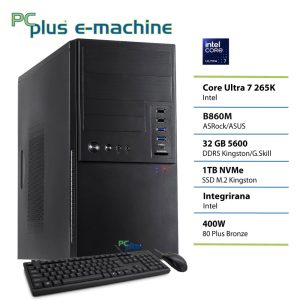 PCPLUS e-machine Core Ultra 7 265K 32GB 1TB SSD tipkovnica miška namizni računalnik