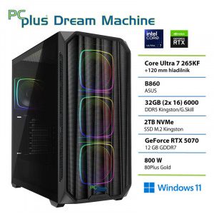 PCPLUS Dream Machine Ultra 7 265KF 32GB 2TB SSD RTX 5070 12GB Windows 11 Home gaming namizni računalnik