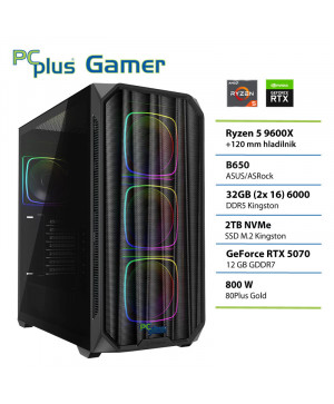 PCPLUS Gamer Ryzen 5 9600X 32GB 2TB SSD RTX 5070 12GB gaming namizni računalnik