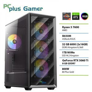 PCPLUS Gamer Ryzen 5 7600 32GB 1TB SSD RTX 5060Ti 8GB gaming namizni računalnik