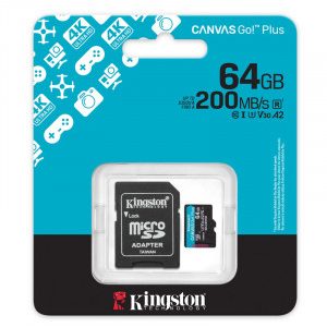 KINGSTON Canvas Go Plus microSD 64GB Class 10 UHS-I U3 V30 A2 SD adapter SDCG4/64GB spominska kartica