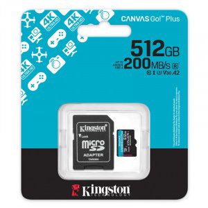 KINGSTON Canvas Go Plus microSD 512GB Class 10 UHS-I U3 V30 A2 SD adapter SDCG4/512GB spominska kartica