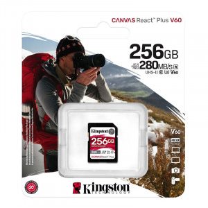 KINGSTON Canvas React Plus V60 SD 256GB Class10 UHS-II SDR2V6/256GB spominska kartica