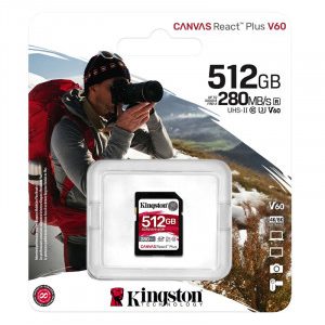 KINGSTON Canvas React Plus V60 SD 512GB Class10 UHS-II SDR2V6/512GB spominska kartica