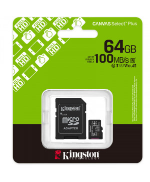 KINGSTON Canvas Select Plus microSD 64GB Class10 UHS-I SD adapter SDCS3/64GB spominska kartica