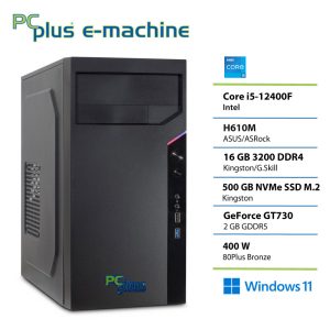 PCPLUS e-machine i5 12400F 16GB DDR5 500GB SSD GT730 Windows 11 Pro namizni računalnik