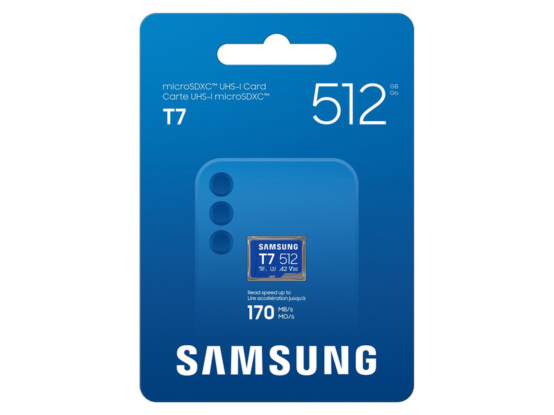 Spominska kartica Samsung T7, micro SDXC, 512GB, U3, V30, A2, UHS-I, 170 MB/s