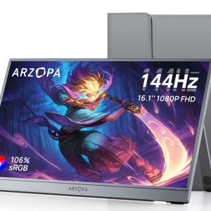 Prenosni monitor 16.1'' (41 cm) FullHD IPS 144Hz, mHDMI, USB-C, zvočniki, ovitek, ARZOPA Z1FC
