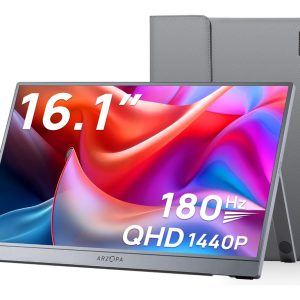 Prenosni monitor 16.1'' (41 cm) QHD IPS 180Hz, mHDMI, USB-C, zvočniki, ovitek, ARZOPA Z3FC