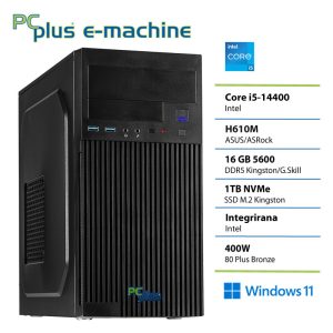 PCPLUS e-machine i5 14400 16GB DDR5 1TB SSD Windows 11 Pro namizni računalnik