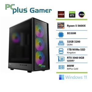 PCPLUS Gamer Ryzen 5 5600X 32GB 1TB RTX 5060 OC 8GB Windows 11 Home gaming namizni računalnik